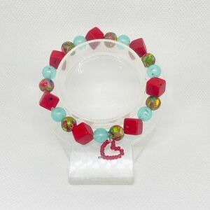 Handmade Gemstone And Heart Shape Charm Bracelet